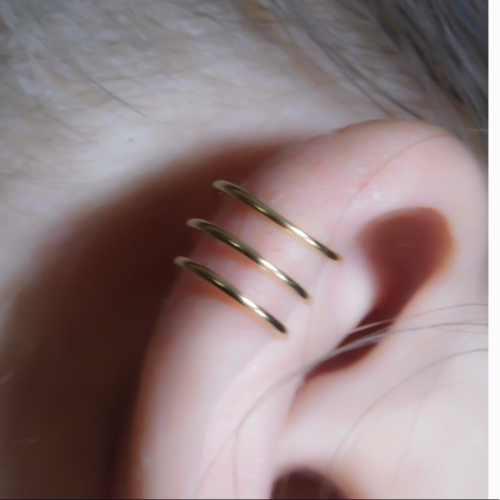 3 x triple ear cuff - fake clip on earring